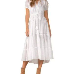 NWT | Elan | White Button-Front Midi Dress